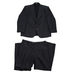 VTG Ron Chereskin Gray Pinstripe Wool Suit Blazer and‎ Pants Set Business Formal